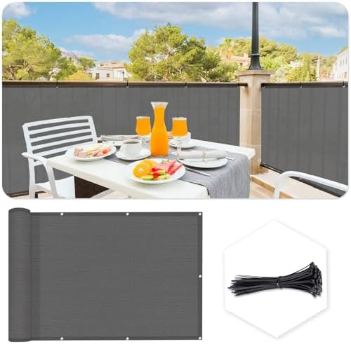 SUNLAX 3'x10' Black Balcony Privacy Screen Fence Windscreen 90% UV Block