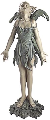 Design Toscano Facing the Wind Fairy Woman Outdoor Garden Statue, 12 inches wide, 27 inches tall, Cast Stone Resin, Two Tone Stone Finish