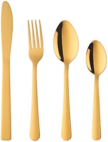 BuyGo Rainbow Silverware Set Flatware Set Stainless Steel Colorful Dinnerware Set 16-Piece Multicolor Cutlery Set, Service for 4