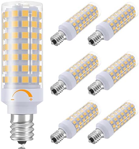 E12 LED Bulb Dimmable 7W Equivalent to 60W Halogen Bulb, Warm White 3000K T6 C7 E12 Candelabra Bulb 60 Watt for Ceiling Fan, Chandelier Lighting, AC120V Kx-2000 Bulbrite Replacement (6 Pack)