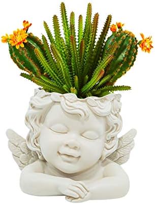 5.5 Inch Height Angel Statue Crafted Head Face Planter Pot