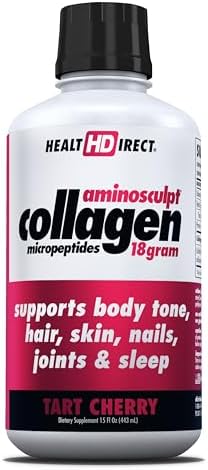 HEALTH DIRECT AminoSculpt Sugar-Free Liquid Collagen, Tart Cherry, 30 oz | High-Potency Collagen for Men & Women. Supports Hair, Skin, Nails & Joints. Medical-Grade, No Mixing, Non-GMO & Grass-Fed