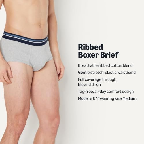 Amazon Essentials Men's Breathable Ribbed Knit Briefs with Elasticized Waistband, Multipacks