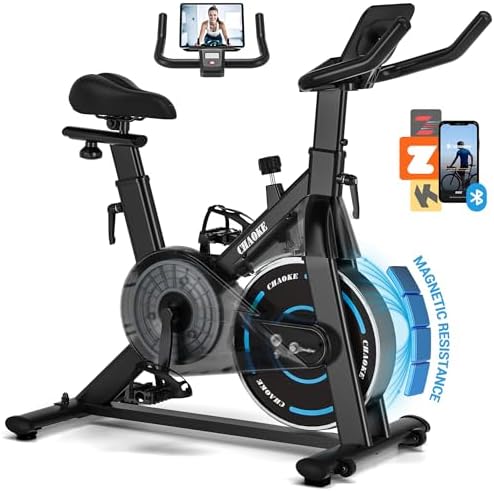 Exercise Bike, CHAOKE Quiet Magnetic Resistance 300LB Capacity Stationary Bike for Home with App Compatible