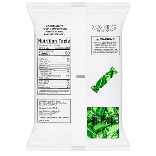 Candy Envy - Individually Wrapped Caramels - Green Wrapper - 2 Pound Bulk Green Candy