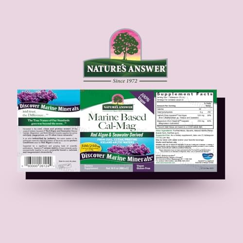 Nature's Answer Marine Based Magnesium, Super Concentrated 500mg | Plant Based | Red Algae & Seawater Derived | Alcohol-Free & Gluten-Free | Vegetarian Capsules 90ct