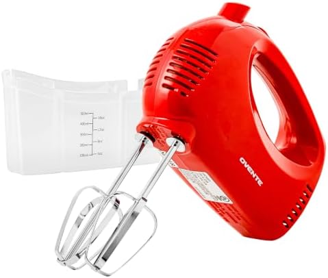 OVENTE 5-Speed Electric Hand Mixer with Storage Case,150W, White HM151W | Stainless Steel Whisks, Compact Portable Design, Lightweight Handheld Mixer for Baking & Cooking