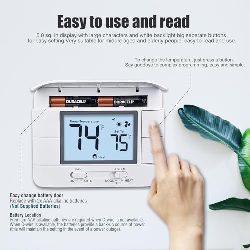 Aowel 2 Heat/ 2 Cool Non-Programmable Thermostat for Conventional System
