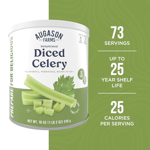 Augason Farms Dehydrated Diced Celery Can | Emergency Food Supply, 73 Servings, 25 Year Shelf Life, Great for Cooking and Snacks, Dehydrated Meals