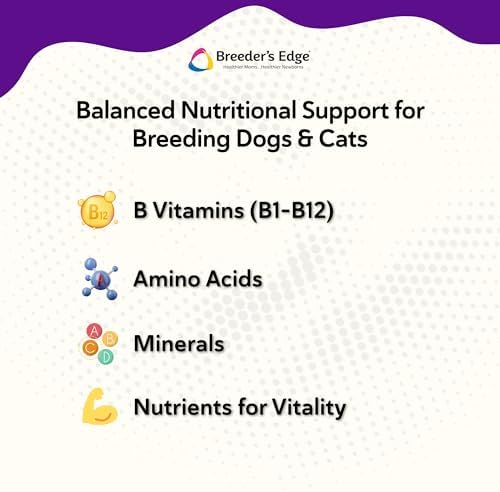 Breeder’s Edge B Strong Powder, B-Complex Vitamin Supplement for Dogs and Cats, Supports Reproductive Health, Promotes Normal Heat Cycles, and Helps Maintain Energy, 300g