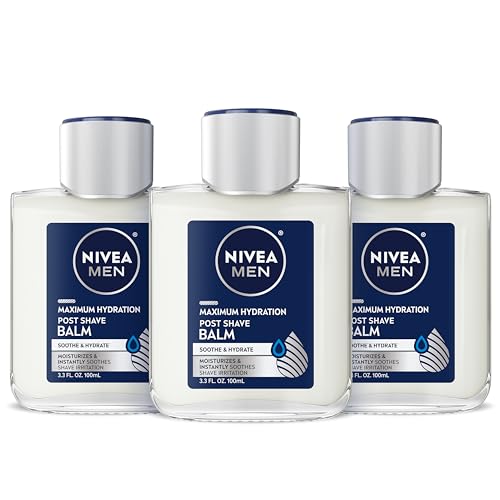 NIVEA MEN Maximum Hydration Post Shave Balm, Multipack, 3 x 3.3 FL OZ | Aftershave Balm for Men with Provitamin B5 and Aloe Vera, 3X Hydration Effect