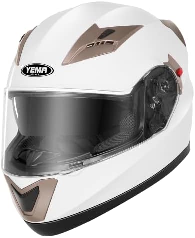 Motorcycle Full Face Helmet DOT Approved - YEMA Helmet YM-829 Motorbike Moped Street Bike Racing Casco Moto Helmet with Sun Visor for Adult,Youth Men and Women