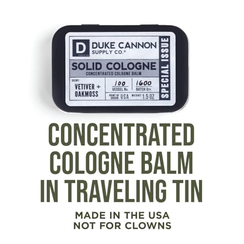 Duke Cannon Solid Cologne for Men, Bourbon Scent, Concentrated Balm, 1.5 oz | Woodsy charred oak barrel aroma inspired by classic bourbon craftsmanship