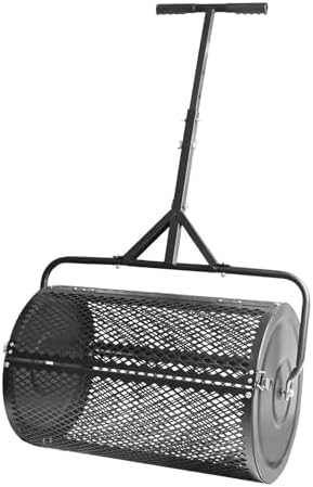 MAKEATREE 24 Inch Compost Spreader and Peat Moss Spreader, Lawn Roller for Spreading Top Soil Manure Dirt, Black