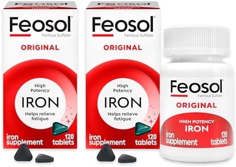 Feosol Original Iron Supplement Tablets, Non-heme, 65mg Iron per Pill, 1 Per Day, 120ct, 4 Month Supply, for Energy and Immune System Support, Made in USA