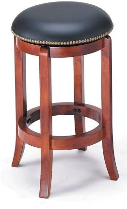 ADF 24-Inch Swivel Bar Stool with Nailhead Trim, Cherry