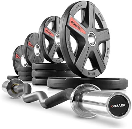 XMark EZ Curl Bar or Olympic Weight Set with EZ Curl Bar, Weight Plate Set