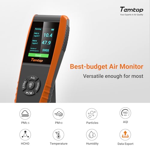 Temtop Air Quality Monitor PM2.5 PM10 Particle Counter, Formaldehyde, Temperature, Humidity