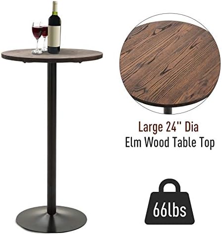 HOMCOM 41" H Bar Height Standing Pub Table Rustic Industrial Elm Wood Top | Metal, Bar Table