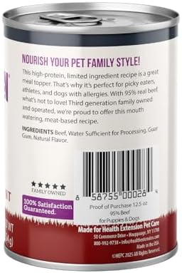 Health Extension 95% Beef Grain-Free Wet Dog Food, High Protein Recipe, Limited Ingredients, Picky Eaters, Ideal for Sensitive Stomachs 5.5 oz (Case of 24)