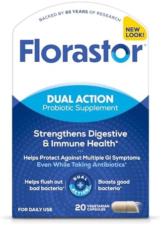 Florastor Probiotic for Digestive and Immune Health, 20 Capsules | Probiotics for Women & Men, Helps Flush Out Unwanted Bacteria