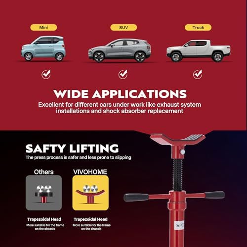 SPECSTAR Under Hoist Support Stand 3/4 Ton Jack Stand | 1650Lbs Capacity, Adjustable 52-76 Inch Height, 12 Inch Diameter Base for Vehicle Lifting & Support
