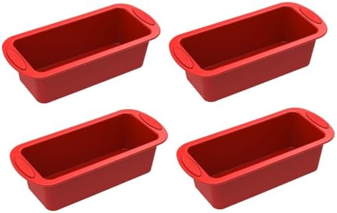4 Pack Mini Loaf Pans,Nonstick Silicone Bread Loaf Pans