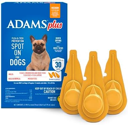 ADAMS Plus Flea & Tick Prevention Spot On for Extra Large Dogs, 3 Pack