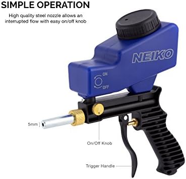 NEIKO 30068A Air Sand Blaster Gun | Remove Paint, Rust, Stains, and Grime on Surfaces | Gravity Feed | Replaceable Steel Nozzle