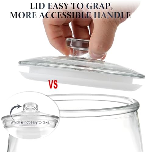 Folinstall Wide Mouth Glass Jar with Airtight Lid, 1/2 Gal Clear Container | 72oz Apothecary Jar for Cookie, Candy, Sugar, Flour, Sourdough Starter