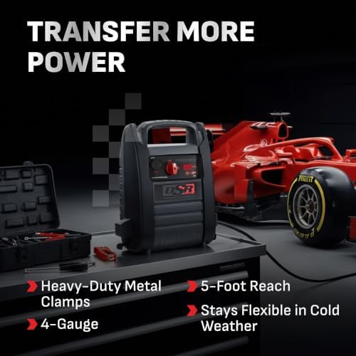 Schumacher Electric DSR ProSeries Car Battery Jump Starter - 2200 Peak Amp 12V Car Starter, Jump Box & Portable Power Station - Digital Display, Heavy-Duty Clamps - DSR165 | DSR Pro-Grade – 2200A – AGM Powered – 12V DC & 2.1A USB Portable Power – Auto, R…