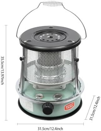 2-in-1 Portable Kerosene Heater & Stove, 9000 BTU Non-Electric Indoor Outdoor Heater with Handle, Heaters for Camping, Garage, Ice Fishing, Hunting, Emergency, Adjustable Height, 4.6L Tank (Black)