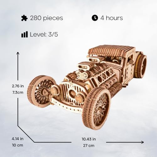 Wood Trick Hot Rod Car 3D Wooden Puzzles for Adults to Build