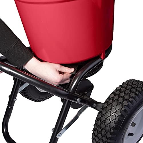 EarthWay 2150 Commercial 50 LB Broadcast Fertilizer Spreader. Heavy-Duty Walk-Behind Push Garden Seeder with Adjustable Drop Rate and Driving