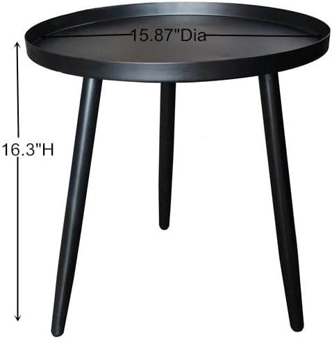 Kings Brand Furniture – Round Metal Side End Table, Nightstand Accent Table, Pedestal Plant Stand for Bedroom Living Room, Black