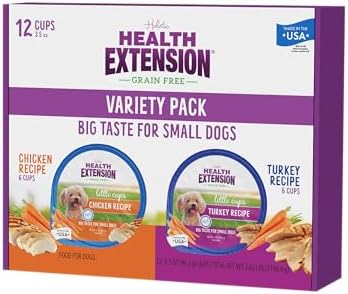 Health Extension Little Cups Grain-Free Wet Dog Food, Small Breed - Variety Box (6 Chicken/6 Turkey) 3.5 oz - Easy to Digest