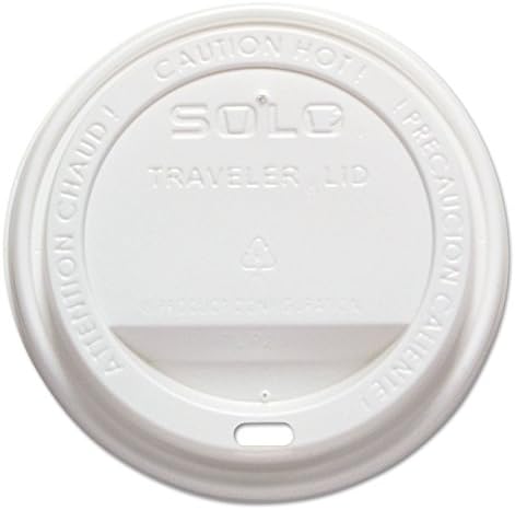 SOLO Cup White Traveler Drink-Thru Lid. Fits 10 Ounce Squat and 12, 16, 20 and 24 Ounce Solo Brand Hot Beverage Cups. 100 Pack