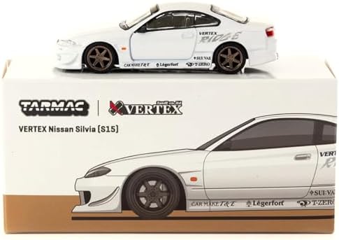 1:64 Scale Diecast Model Car Compatible with Nissan Silvia (S15) Vertex White Metallic Lamley Special Edition Global64 Series Limited Edition by