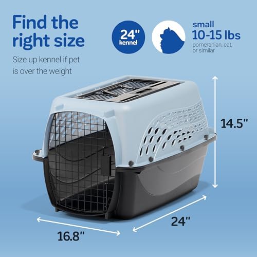 Petmate 2-Door Dog, Puppies & Cat Kennel, 19", White | Top & Front Loading, Made in USA, Extra Small