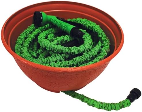EMSCO Expandable Hose Hider – Expandable Hose Storage Pot – Rustic Terra Cotta