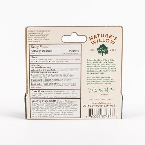 Nature’s Willow Bug Bite Balm, Natural Insect Bite Pain & Itch Cream, 0.5 oz