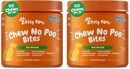 Zesty Paws Chew No Poo Bites for Dogs - Coprophagia Relief - Stool Eating Deterrent Soft Chews for Dogs - Gut
