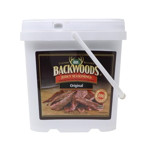 LEM Products Backwoods Original Jerky Seasoning, 4 lb 5.5 oz Bucket | Pre-Measured Seasoning and Cure for Wild Game and Domestic Meat