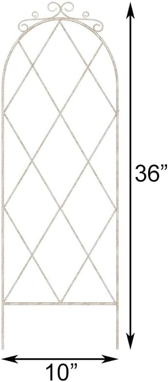 Panacea 86231 French Country Scroll Pot Trellis, Aged White, 36" H