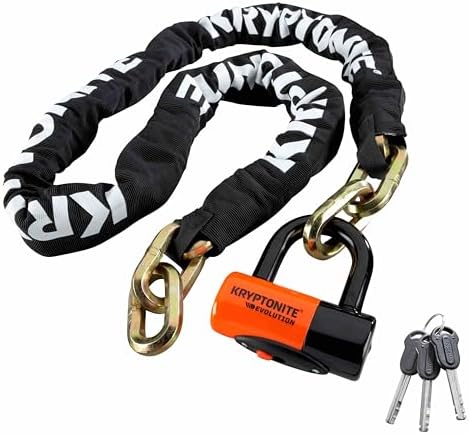 Kryptonite New York FAHGETTABOUDIT 1217 Bike Chain Lock, 5.5 FT Long 12mm Steel Chain Heavy Duty Anti-Theft Bicycle Chain Lock with Keys