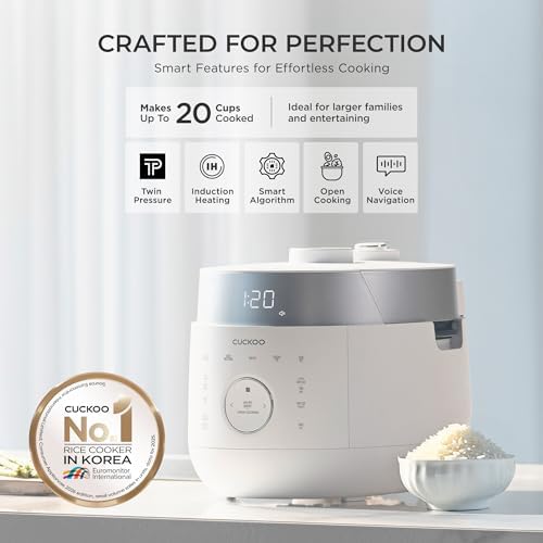 CUCKOO Twin Pressure Induction Rice Cooker, 20-Cup Cooked, CRP-LHTR1009FW