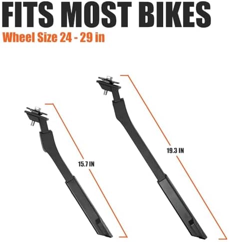 BV Bicycle Kickstand for 24”-28” - Adjustable Bikes Kickstand for Adult Bike with Non-Slip Foot & Spring-Loaded Latch for Stable Any-Angle Stance (Silver, Regular Duty)