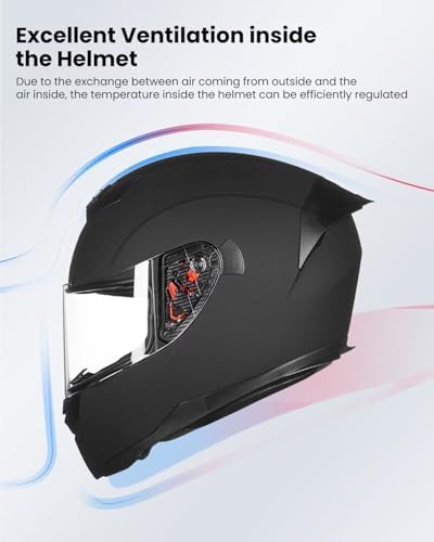 ILM Full Face Motorcycle Helmet for Motocross Street Bike DOT Certified 2 Visors Model-317(Gloss Black, L)