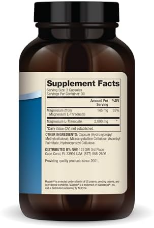 Dr. Mercola Magnesium L-Threonate, Magnesium Advanced Supplement with Magtein, 2000 mg per Serving, High Bioavailability for Cognitive Support, Memory & Brain Health, Non-GMO, Gluten Free, 90 Capsule