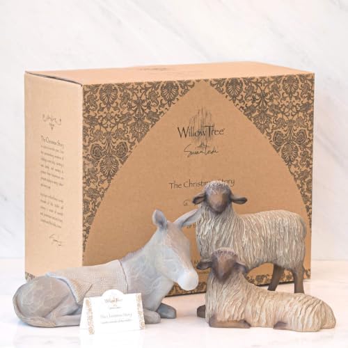 Willow Tree Gentle Animals of the Stable, Hand-Painted Figures, 3-Piece Set | Extends the Willow Tree Nativity Scene, Designed by Artist Susan Lordi